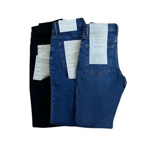 Everlane Curvy High-Rise Skinny Jeans Size 000 Blue Black High Stretch 3 Pack